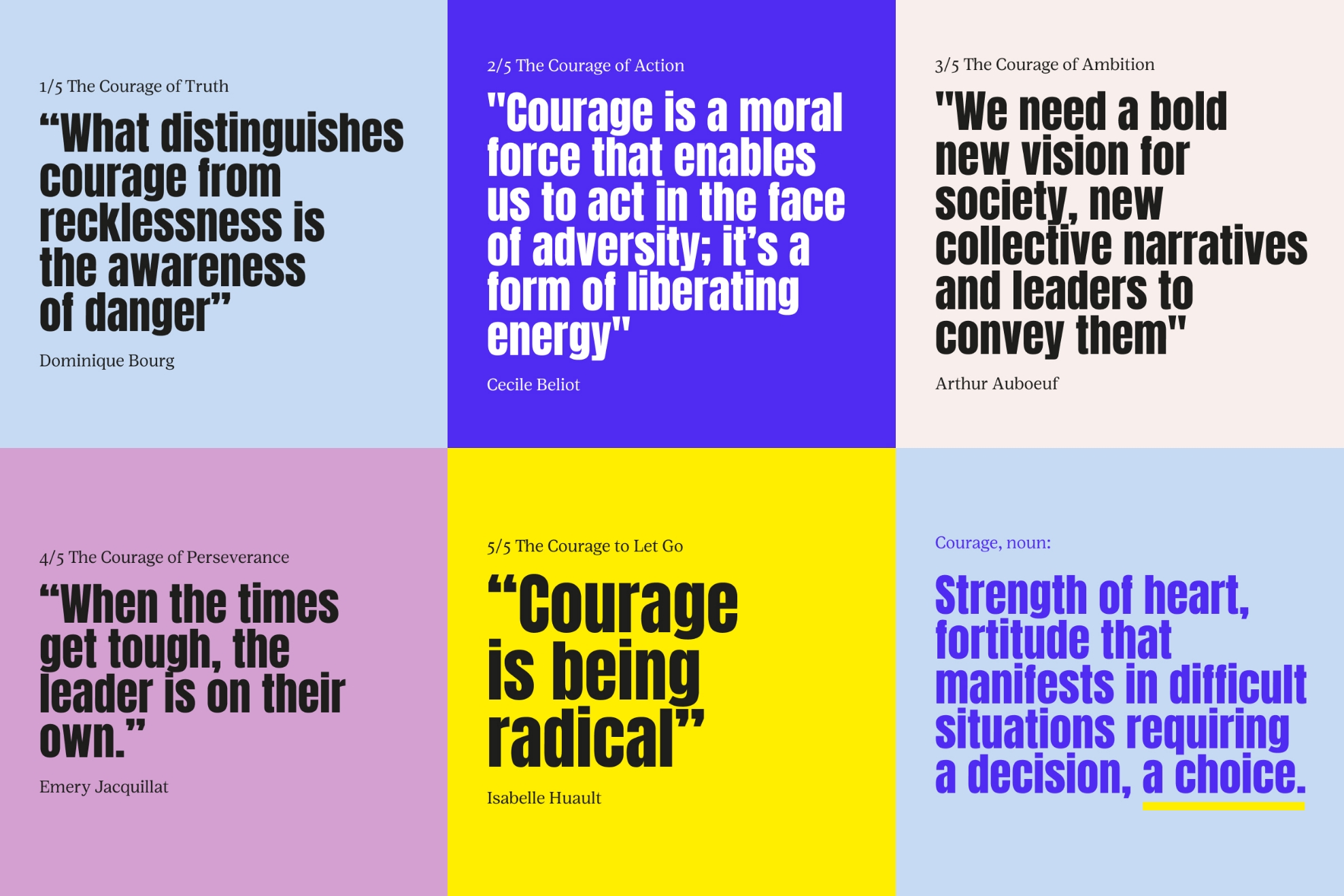 Instagram thumbnails. Militant colorful placards. The courage of truth. Downstairs Design.